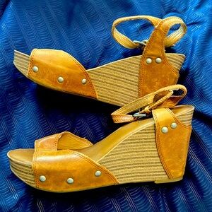 Lucky Brand wedge sandals, real leather, size 7.5.